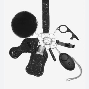 Black marble 10 piece keychains